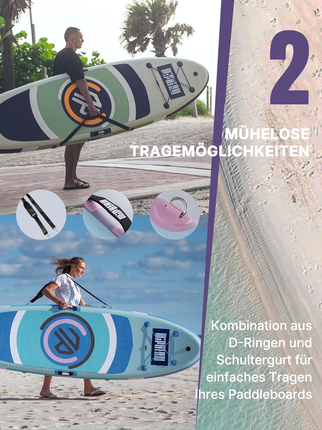 Niphean Stand up Paddling Board,305cm SUP mit Anfängergeeignet Balancierflügel und Strapazierfähigem Zubehör, Inflatable Paddle Boards for Adults, Multifunktionales Yoga Paddleboard