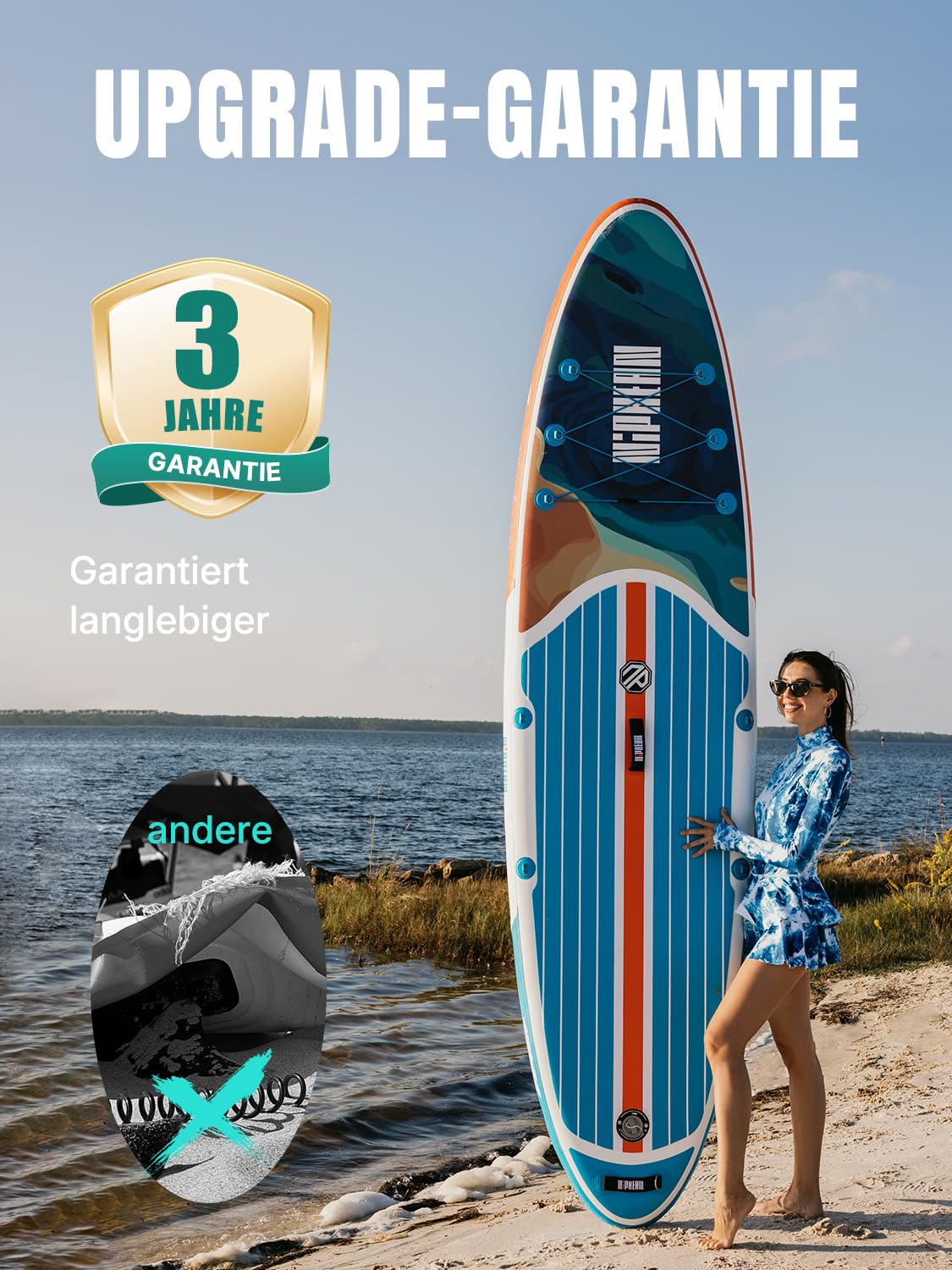 Niphean Stand up Paddle Board for Adults mit Allem Zubehör, 320cm Paddleboard für Aller Fähigkeitsniveaus, SUP mit 200kg Tragkraft für 2 Personen, Stand up Paddling Board mit Sitz