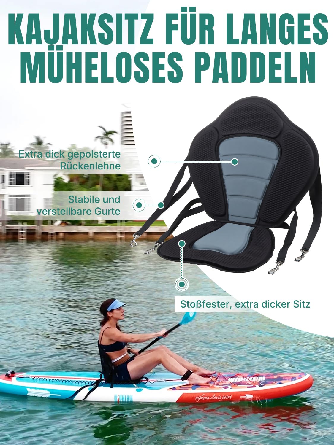 Niphean Stand up Paddle Board for Adults mit Allem Zubehör, 320cm Paddleboard für Aller Fähigkeitsniveaus, SUP mit 200kg Tragkraft für 2 Personen, Stand up Paddling Board mit Sitz