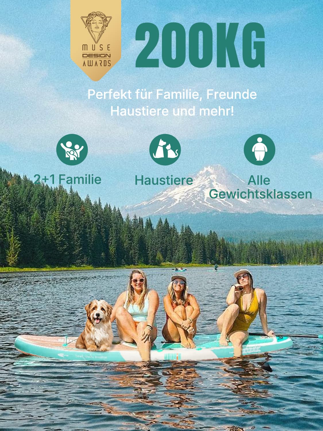 Niphean Stand up Paddle Board for Adults mit Allem Zubehör, 320cm Paddleboard für Aller Fähigkeitsniveaus, SUP mit 200kg Tragkraft für 2 Personen, Stand up Paddling Board mit Sitz