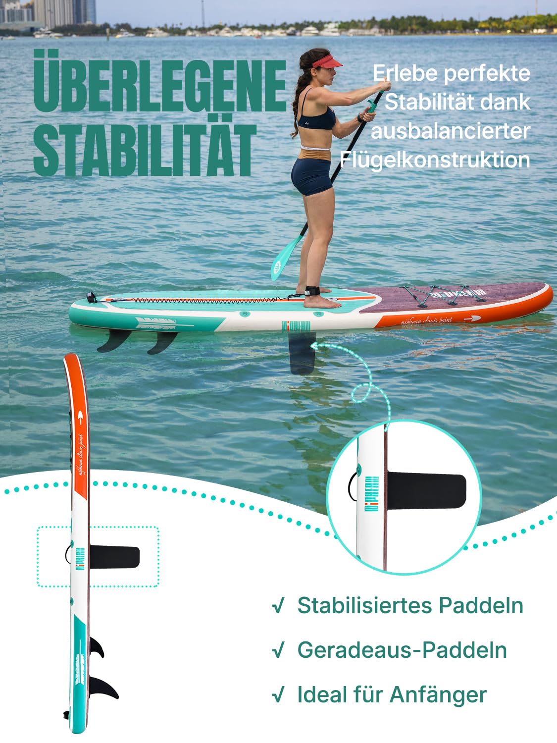 Niphean Stand up Paddle Board for Adults mit Allem Zubehör, 320cm Paddleboard für Aller Fähigkeitsniveaus, SUP mit 200kg Tragkraft für 2 Personen, Stand up Paddling Board mit Sitz