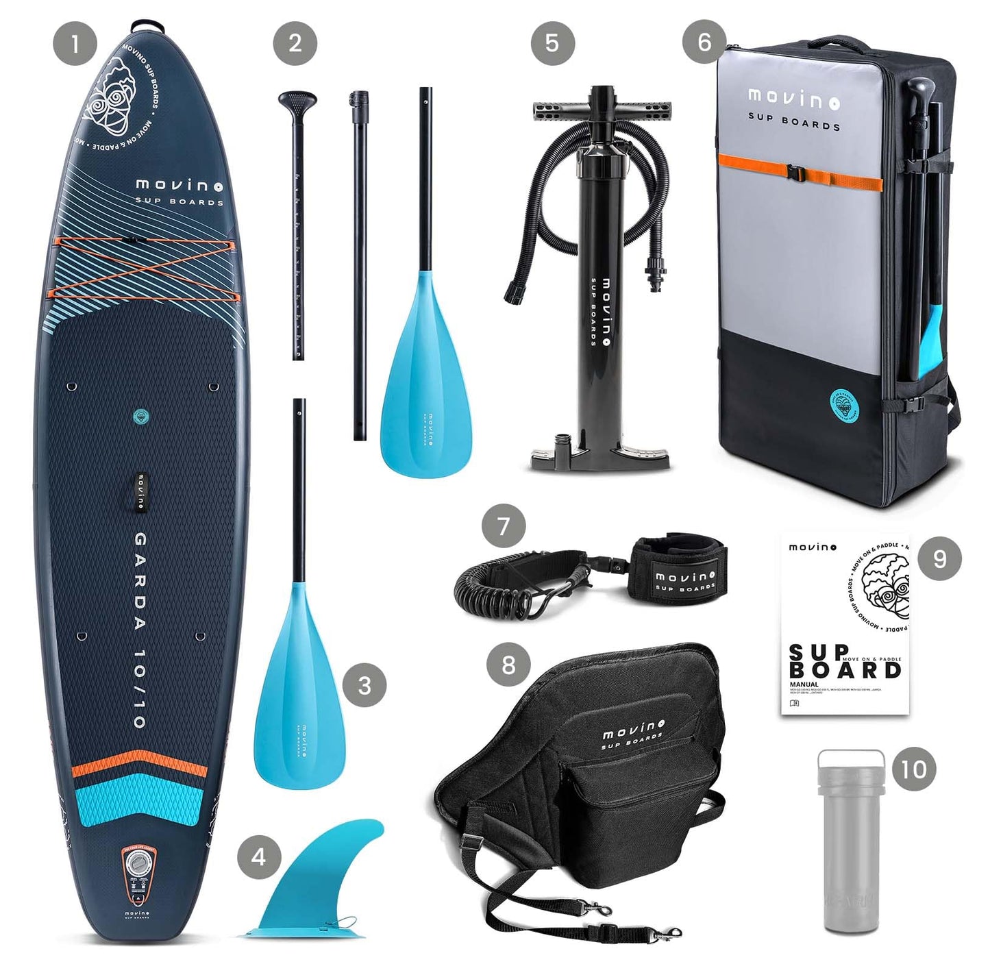Movino Garda Allround 10’10" SUP Stand Up Paddling Board Set Aufblasbares Stand Up Paddle Board Leicht Standuppaddelboard Sup Boards Und Zubehör Wasser Sport 330 cm