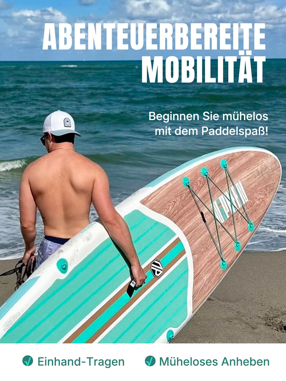 Niphean Stand up Paddle Board for Adults mit Allem Zubehör, 320cm Paddleboard für Aller Fähigkeitsniveaus, SUP mit 200kg Tragkraft für 2 Personen, Stand up Paddling Board mit Sitz