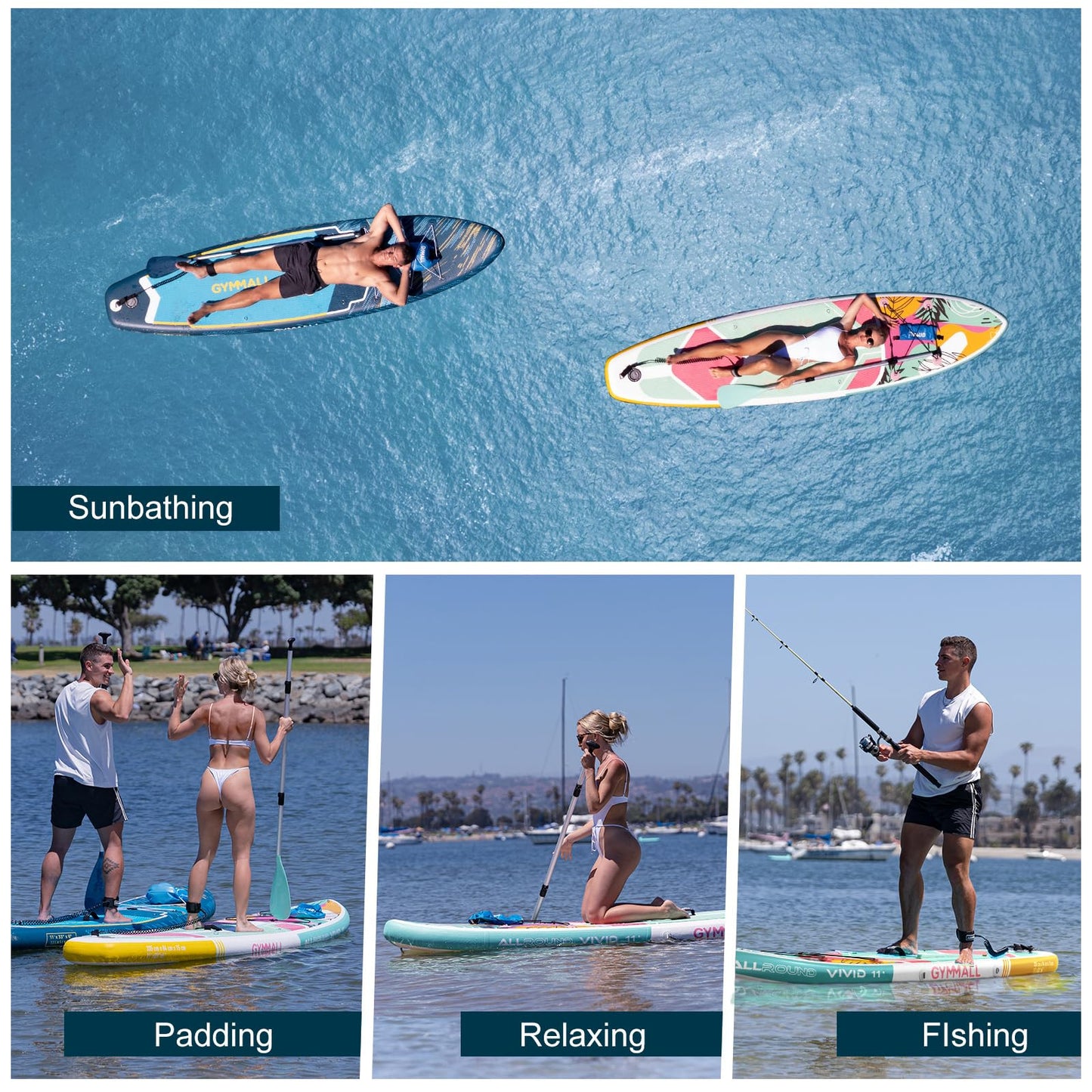GYMMALL Aufblasbares SUP Board für Erwachsene & Jugendliche | Rutschfestes Deck, breites Design | Inkl. Premium-Zubehör & Aufbewahrungstasche