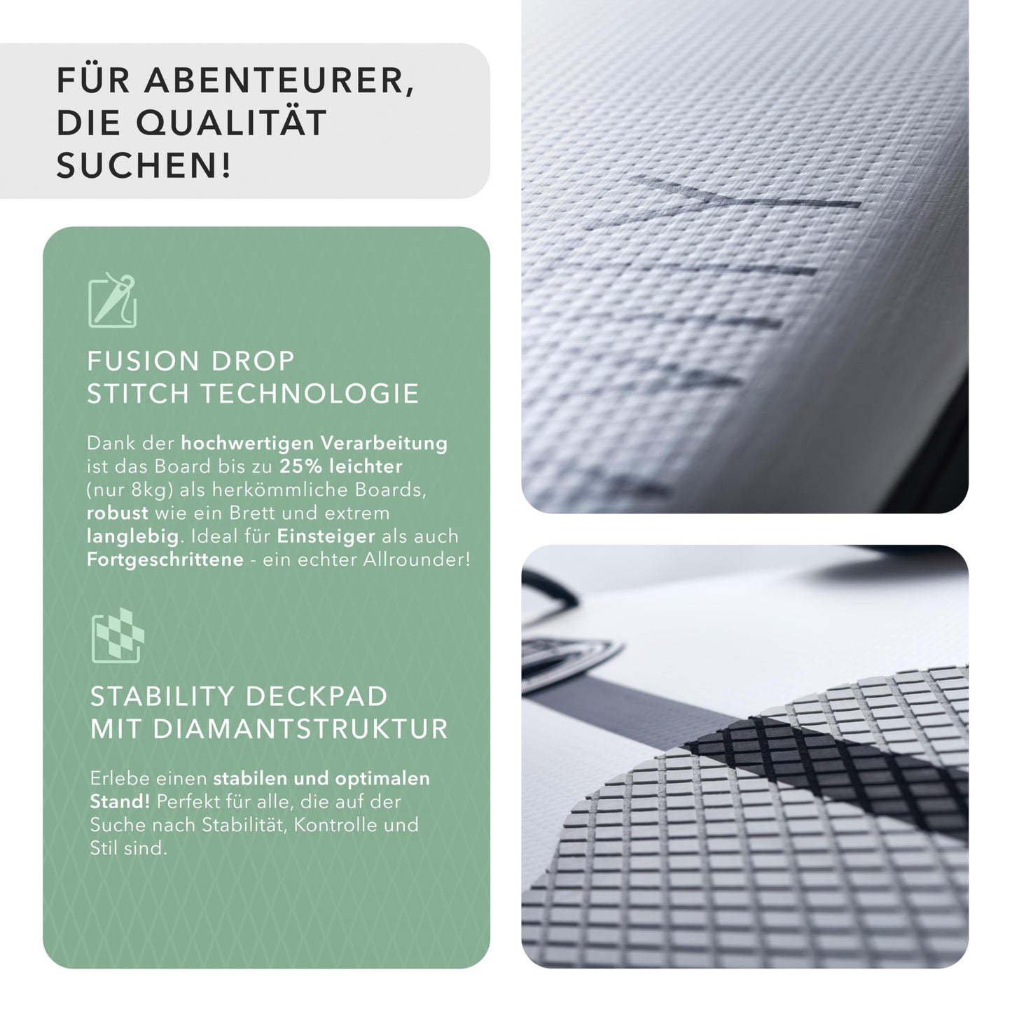 FAVVITY Aufblasbares SUP Board – Stilvoll & ultraleicht | 7 Jahre Garantie | Halb-Carbon Set | 150 kg Tragkraft | Allround Paddleboard