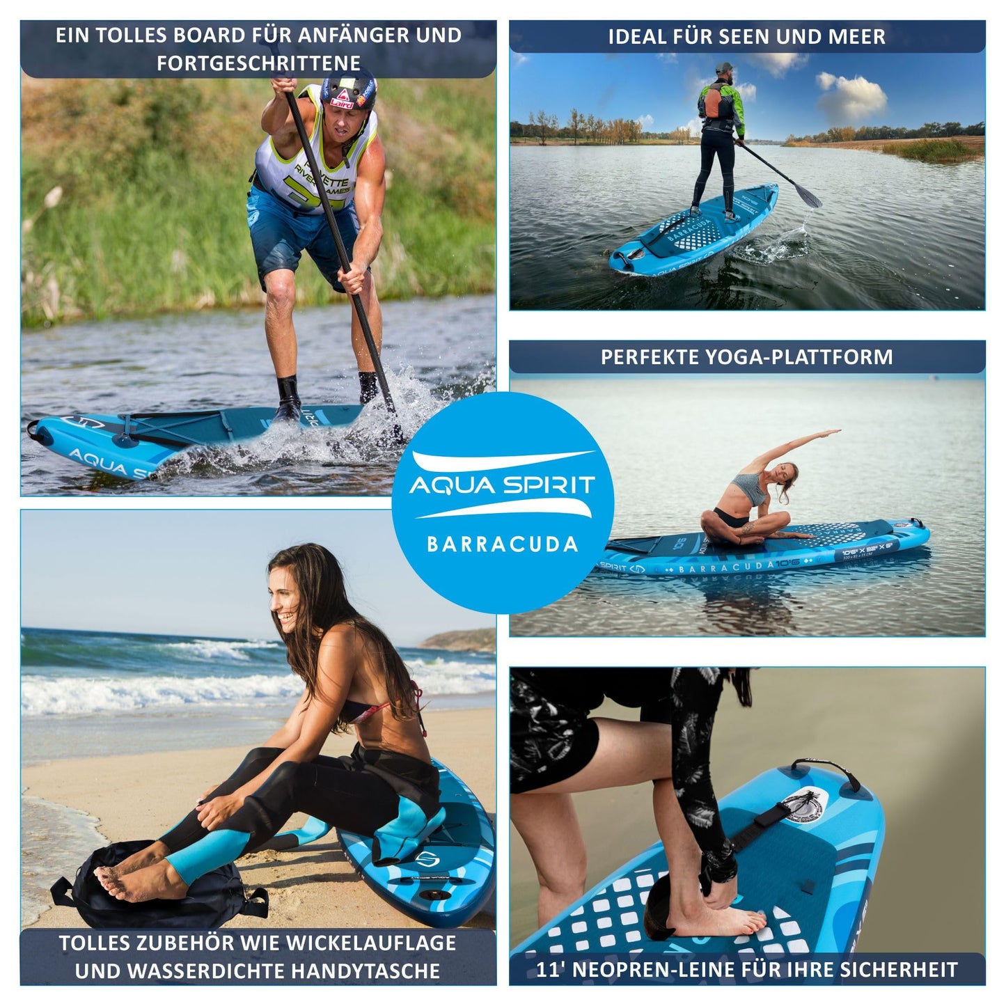 Aqua Spirit SUP Aufblasbares Stand-Up Paddle Board 2024 | 320x81x15cm | Kompletter Kajak-Umbausatz mit Paddel, Rucksack, Pumpe und weiterem Zubehör | Erwachsene Anfänger/Experten | 2 Jahre Garantie