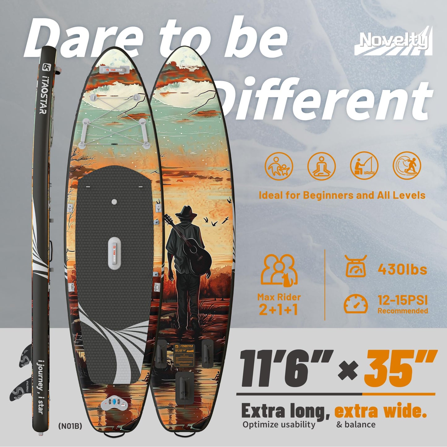 iTAOSTAR N01B 35“ Extra Wide Paddle Board für bessere Balance, Stand Up Inflatable Paddle Board mit Premium SUP Zubehör, Blow Up Paddle Boards für Erwachsene Aller Könnensstufen