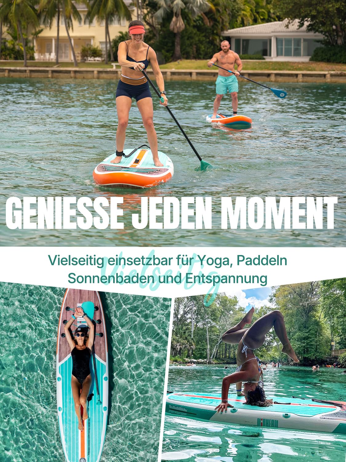 Niphean Stand up Paddle Board for Adults mit Allem Zubehör, 320cm Paddleboard für Aller Fähigkeitsniveaus, SUP mit 200kg Tragkraft für 2 Personen, Stand up Paddling Board mit Sitz