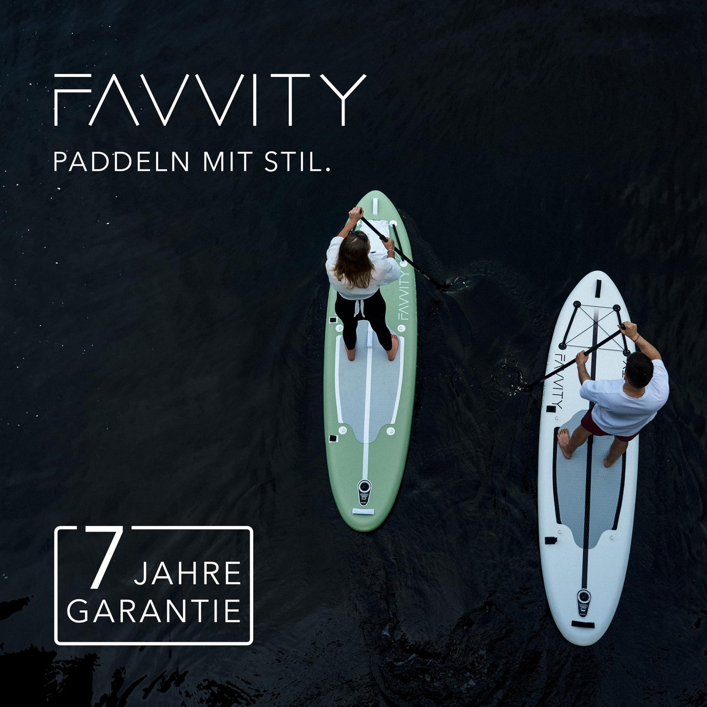 FAVVITY Aufblasbares SUP Board – Stilvoll & ultraleicht | 7 Jahre Garantie | Halb-Carbon Set | 150 kg Tragkraft | Allround Paddleboard