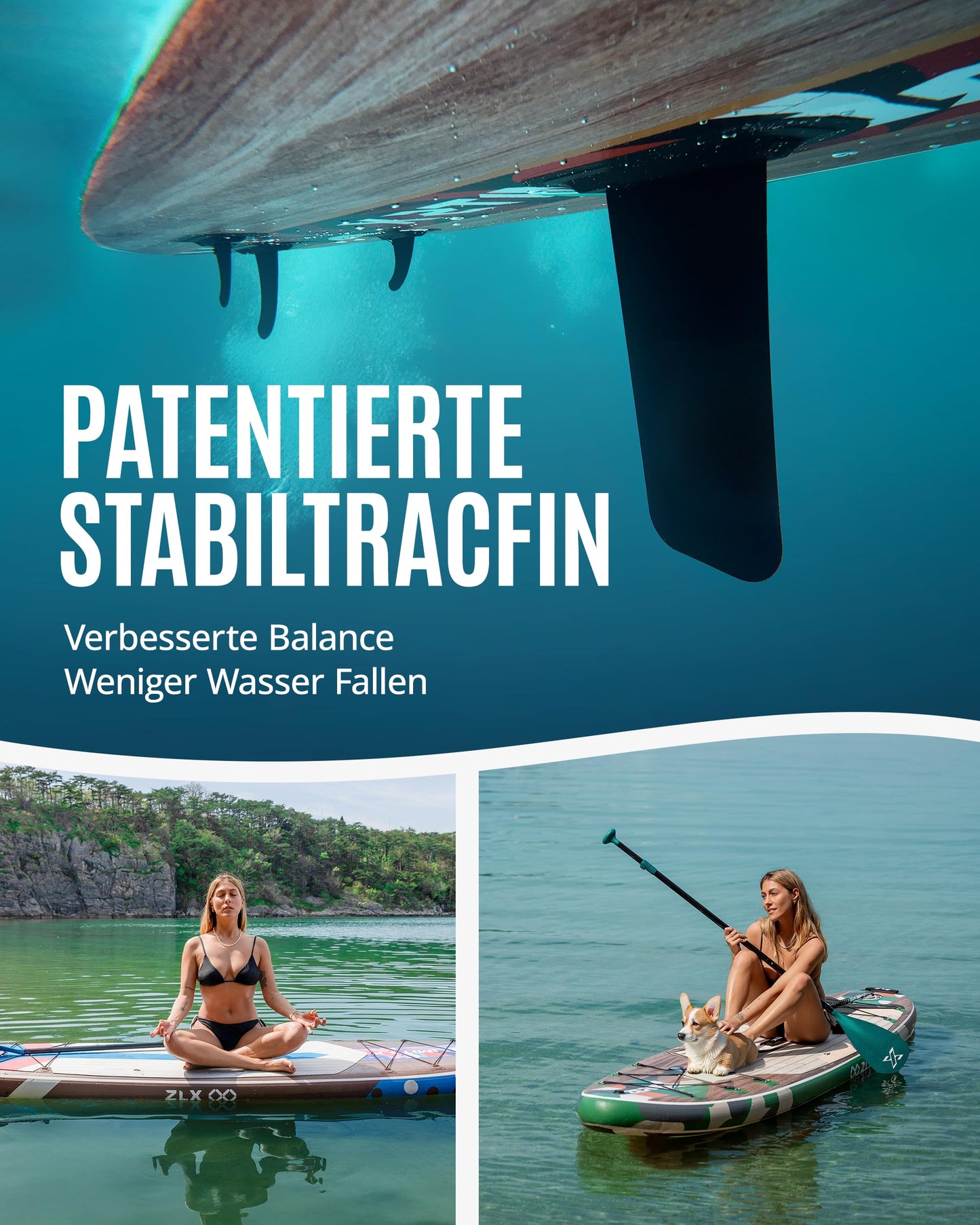 ZLX SUP Board mit Sitz Stand up Paddling Board 320cm Stabil Aufblasbares Paddle Board für Erwachsene Familien Anfängerfreundlich, Anti-Rutsch Deck, Pumpe