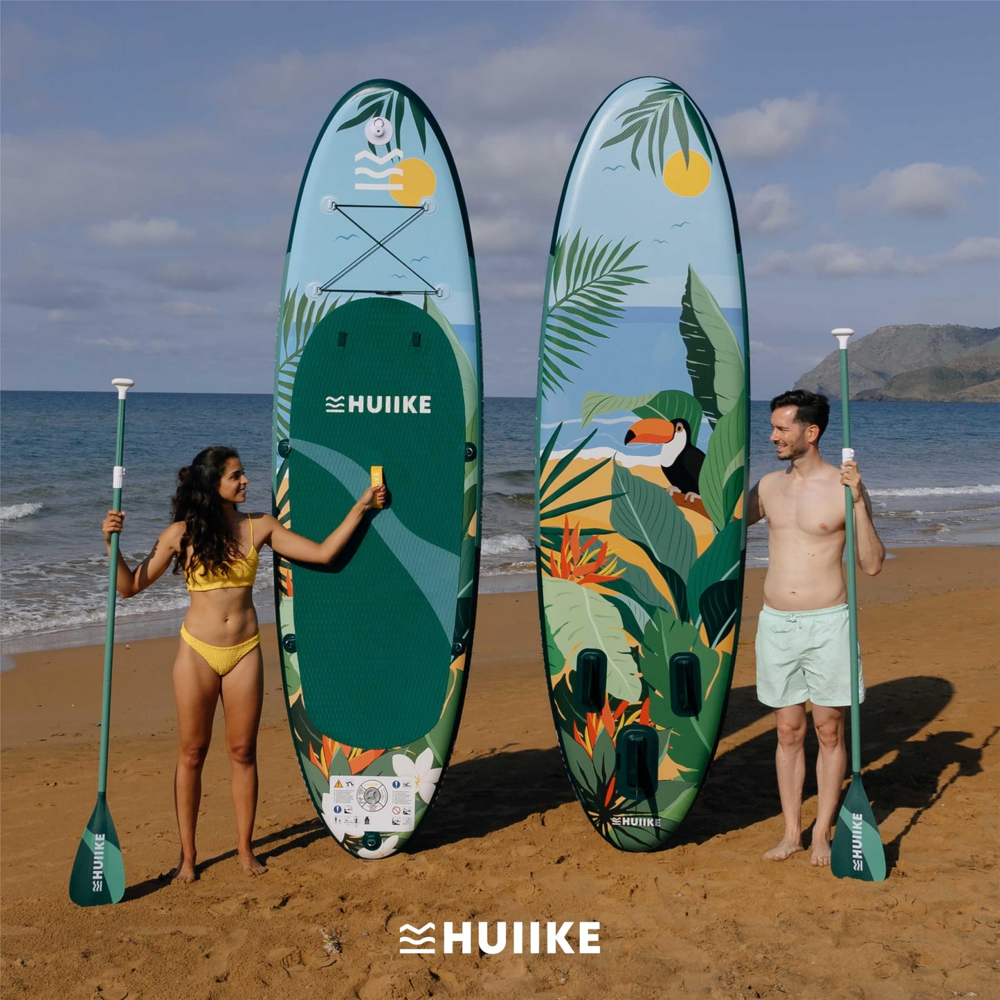 Stand Up Paddling Board Hochwertigem Zubehör - HUIIKE | Sup Board Aufblasbar Stand Up Paddle mit Aluminium-Paddel | Sup Paddel Großer Stabilität und Langlebigkeit | Standup Paddleboard Aufblasbar Set