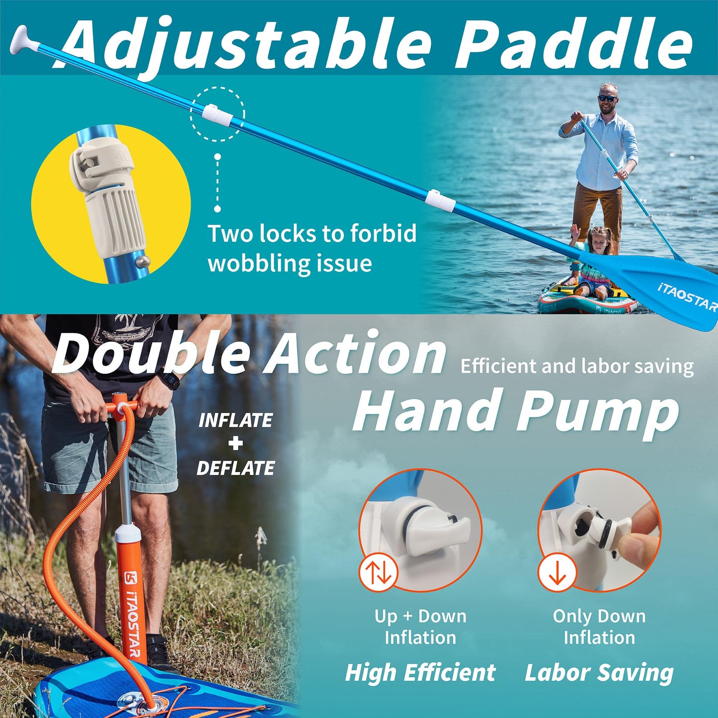 iTAOSTAR J05AA 34" Extra Wide Inflatable Paddle Board | Stable SUP for Adults & Youth of All Skill Levels | Includes Premium Accessories