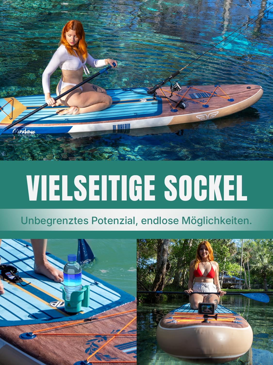 Niphean (Extra Groß) Stand Up Paddling Board, SUP für 2+1 Personen/Familien, SUP Board mit (Anfängergeeignet) Balancierflügel, wasserdichte Handyhülle, Stand Up Paddle Board for Adults, Geschenkideen