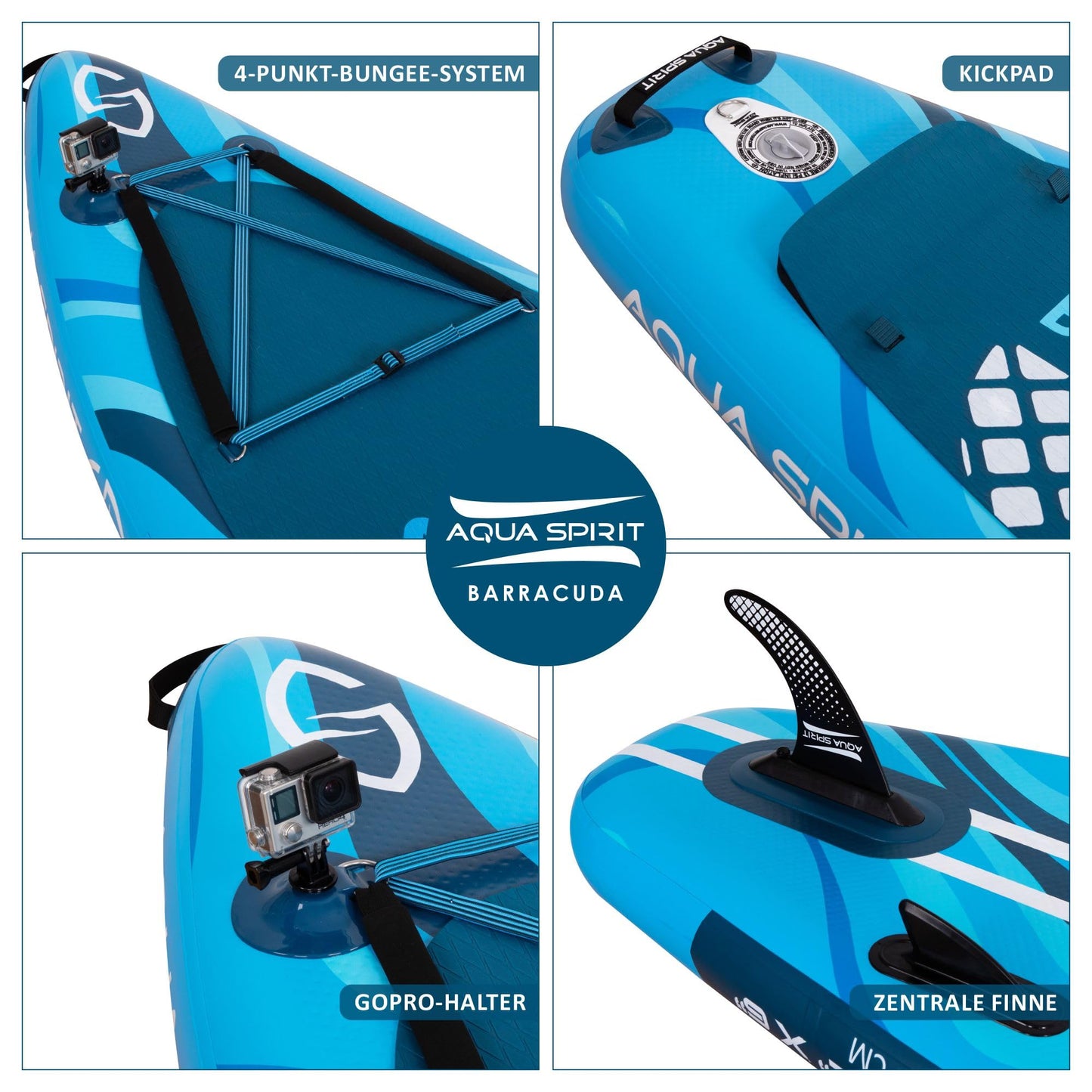 Aqua Spirit SUP Aufblasbares Stand-Up Paddle Board 2024 | 320x81x15cm | Kompletter Kajak-Umbausatz mit Paddel, Rucksack, Pumpe und weiterem Zubehör | Erwachsene Anfänger/Experten | 2 Jahre Garantie