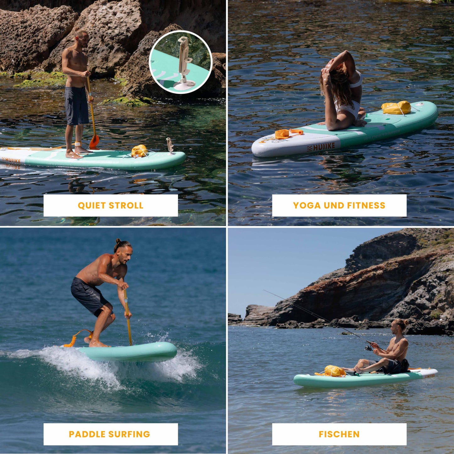 Stand Up Paddling Board Hochwertigem Zubehör - HUIIKE | Sup Board Aufblasbar Stand Up Paddle mit Aluminium-Paddel | Sup Paddel Großer Stabilität und Langlebigkeit | Standup Paddleboard Aufblasbar Set