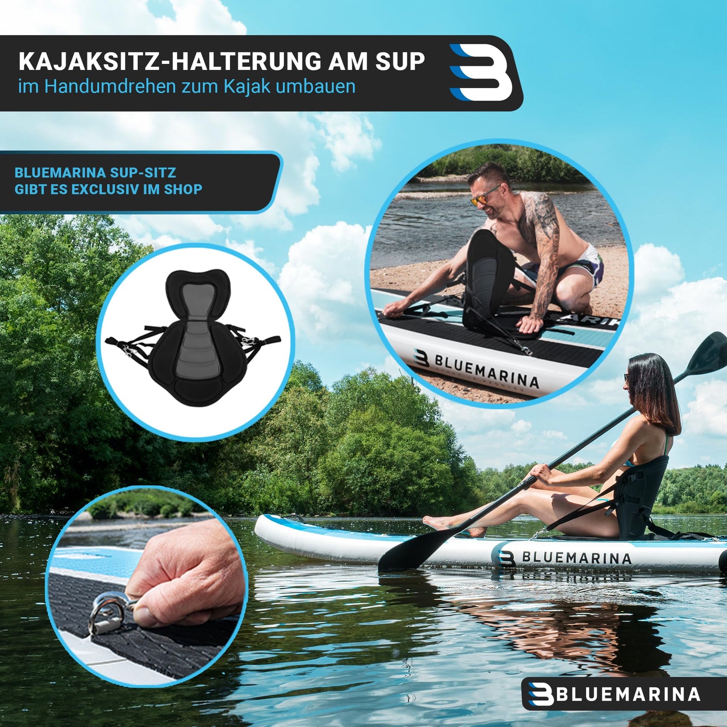 Bluemarina Stand Up Paddle Board aufblasbar Ariki | ๐ ๐๐๐๐๐ ๐๐๐๐๐๐๐๐ - 140 kg Tragkraft - Paddling Set - SUP Board - Surfbrett (Ariki 325x86x15cm)