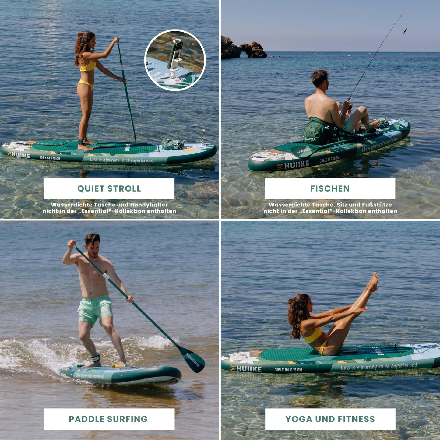 Stand Up Paddling Board Hochwertigem Zubehör - HUIIKE | Sup Board Aufblasbar Stand Up Paddle mit Aluminium-Paddel | Sup Paddel Großer Stabilität und Langlebigkeit | Standup Paddleboard Aufblasbar Set