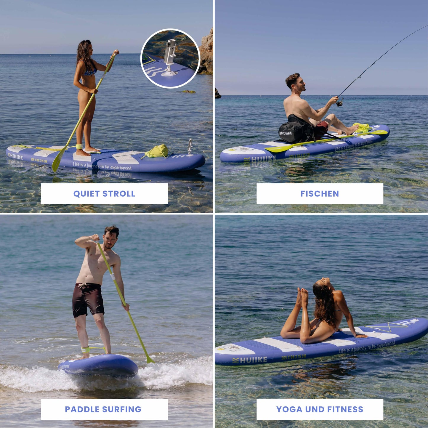 Stand Up Paddling Board Hochwertigem Zubehör - HUIIKE | Sup Board Aufblasbar Stand Up Paddle mit Aluminium-Paddel | Sup Paddel GroĂer StabilitĂ€t und Langlebigkeit | Standup Paddleboard Aufblasbar Set