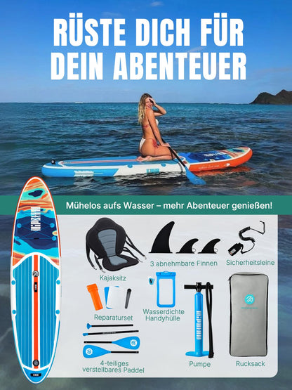 Niphean Stand up Paddle Board for Adults mit Allem Zubehör, 320cm Paddleboard für Aller Fähigkeitsniveaus, SUP mit 200kg Tragkraft für 2 Personen, Stand up Paddling Board mit Sitz