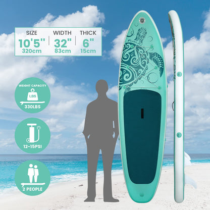 FEATH-R-LITE Aufblasbares SUP Board für Erwachsene | Komplett-Set mit Paddel, Pumpe, Rucksack, Leine & wasserdichter Tasche