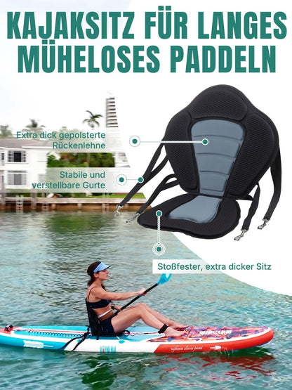Niphean Stand up Paddle Board for Adults mit Allem Zubehör, 320cm Paddleboard für Aller Fähigkeitsniveaus, SUP mit 200kg Tragkraft für 2 Personen, Stand up Paddling Board mit Sitz