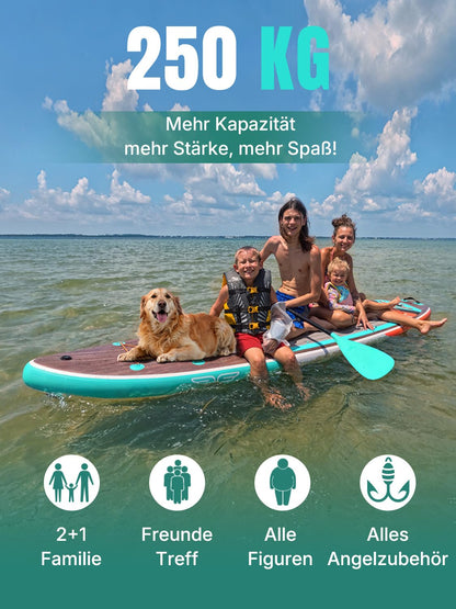 Niphean (Extra Groß) Stand Up Paddling Board, SUP für 2+1 Personen/Familien, SUP Board mit (Anfängergeeignet) Balancierflügel, wasserdichte Handyhülle, Stand Up Paddle Board for Adults, Geschenkideen