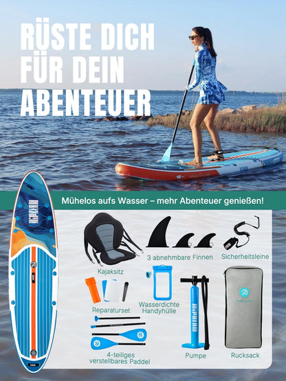 Niphean Stand up Paddle Board for Adults mit Allem Zubehör, 320cm Paddleboard für Aller Fähigkeitsniveaus, SUP mit 200kg Tragkraft für 2 Personen, Stand up Paddling Board mit Sitz