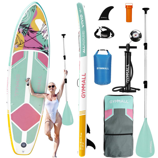 GYMMALL Aufblasbares SUP Board für Erwachsene & Jugendliche | Rutschfestes Deck, breites Design | Inkl. Premium-Zubehör & Aufbewahrungstasche