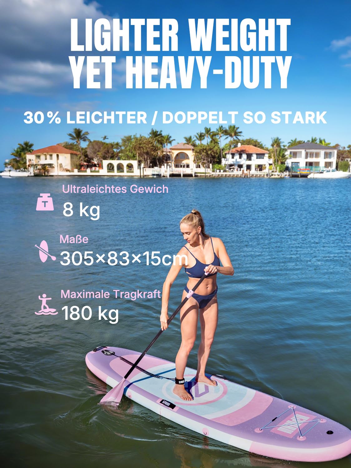 Niphean Stand up Paddling Board，305cm SUP mit Anfängergeeignet Balancierflügel und Strapazierfähigem Zubehör, Inflatable Paddle Boards for Adults, Multifunktionales Yoga Paddleboard