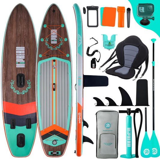 Niphean (Extra Groß) Stand Up Paddling Board, SUP für 2+1 Personen/Familien, SUP Board mit (Anfängergeeignet) Balancierflügel, wasserdichte Handyhülle, Stand Up Paddle Board for Adults, Geschenkideen