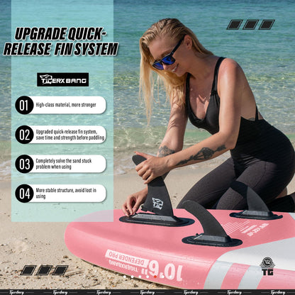 TIGERXBANG SUP Boards Stand Up Paddling Board 320x82x15cm, aufblasbare Paddle-Boards mit Doppelschläger-Paddel, Kajak-Sitz, Defender-Pro-Kollektion Rosa