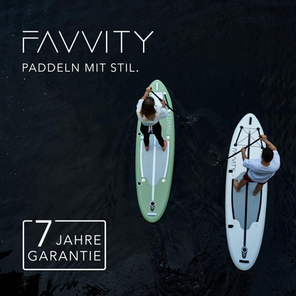 FAVVITY Aufblasbares SUP Board – Stilvoll & ultraleicht | 7 Jahre Garantie | Halb-Carbon Set | 150 kg Tragkraft | Allround Paddleboard