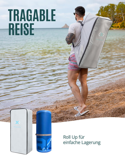 ZLX 350cm Extra Groß Stand Up Paddle Board mit Sitz Große Tragfähigkeit 550LB Inflatable Paddle Board für Erwachsene Anfängerfreundlich Stabiles Anti-Rutsch-Deck, Pumpe, SUP Paddle