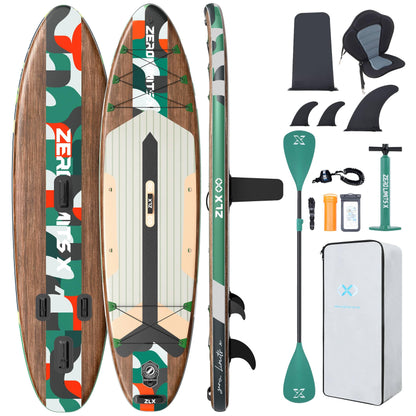 ZLX SUP Board mit Sitz Stand up Paddling Board 320cm Stabil Aufblasbares Paddle Board für Erwachsene Familien Anfängerfreundlich, Anti-Rutsch Deck, Pumpe