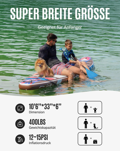 ZLX SUP Board mit Sitz Stand up Paddling Board 320cm Stabil Aufblasbares Paddle Board für Erwachsene Familien Anfängerfreundlich, Anti-Rutsch Deck, Pumpe