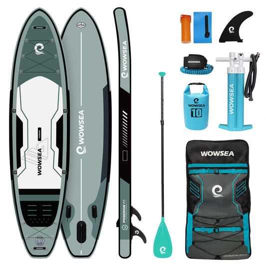 WOWSEA Poseidon P3 Aufblasbares Paddle Board, Langlebiges und Stabiles Touren Paddelboard, Reisen & Freizeit SUP Board mit iSUP Zubehör, Gute Wahl für Aquatische Lehre und Erholung