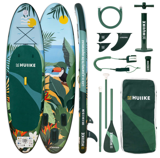 Stand Up Paddling Board Hochwertigem Zubehör - HUIIKE | Sup Board Aufblasbar Stand Up Paddle mit Aluminium-Paddel | Sup Paddel Großer Stabilität und Langlebigkeit | Standup Paddleboard Aufblasbar Set