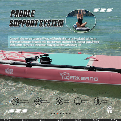 TIGERXBANG SUP Boards Stand Up Paddling Board 320x82x15cm, aufblasbare Paddle-Boards mit Doppelschläger-Paddel, Kajak-Sitz, Defender-Pro-Kollektion Rosa