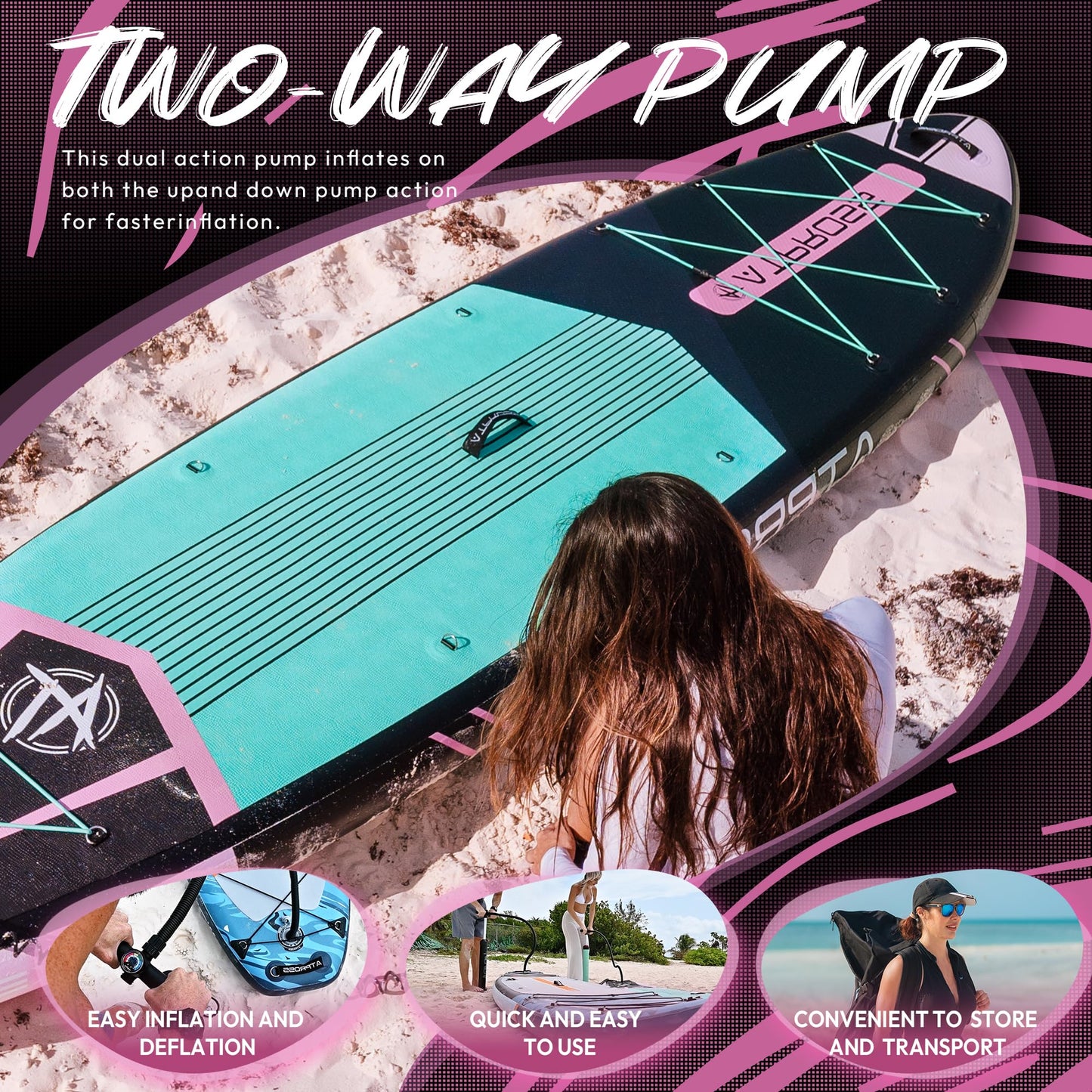 ATPROSS 350x89x15cm Inflatable Paddle Board, 200kg Extra Wide Stand Up Paddleboard for Adults with Premium SUP Accessories Kit & Backpack, Blow Up Kayak Non-Slip Stable Deck Boat for Yoga Fishing Surf