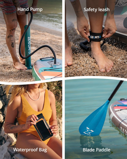 ZLX SUP Board mit Sitz Stand up Paddling Board 320cm Stabil Aufblasbares Paddle Board für Erwachsene Familien Anfängerfreundlich, Anti-Rutsch Deck, Pumpe